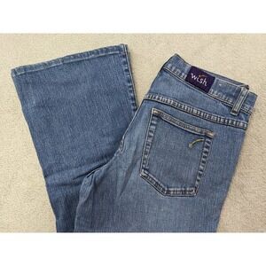 Wish Denim Jeans Women's 7M Blue Flare Leg‎ Embroidered Floral Distressed READ*